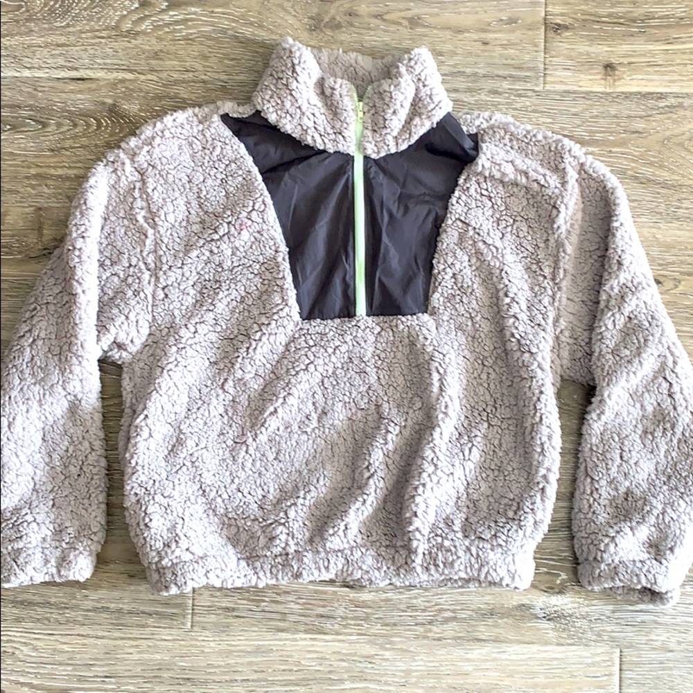 NWT wildfable gray half-zip pullover fleece sherpa